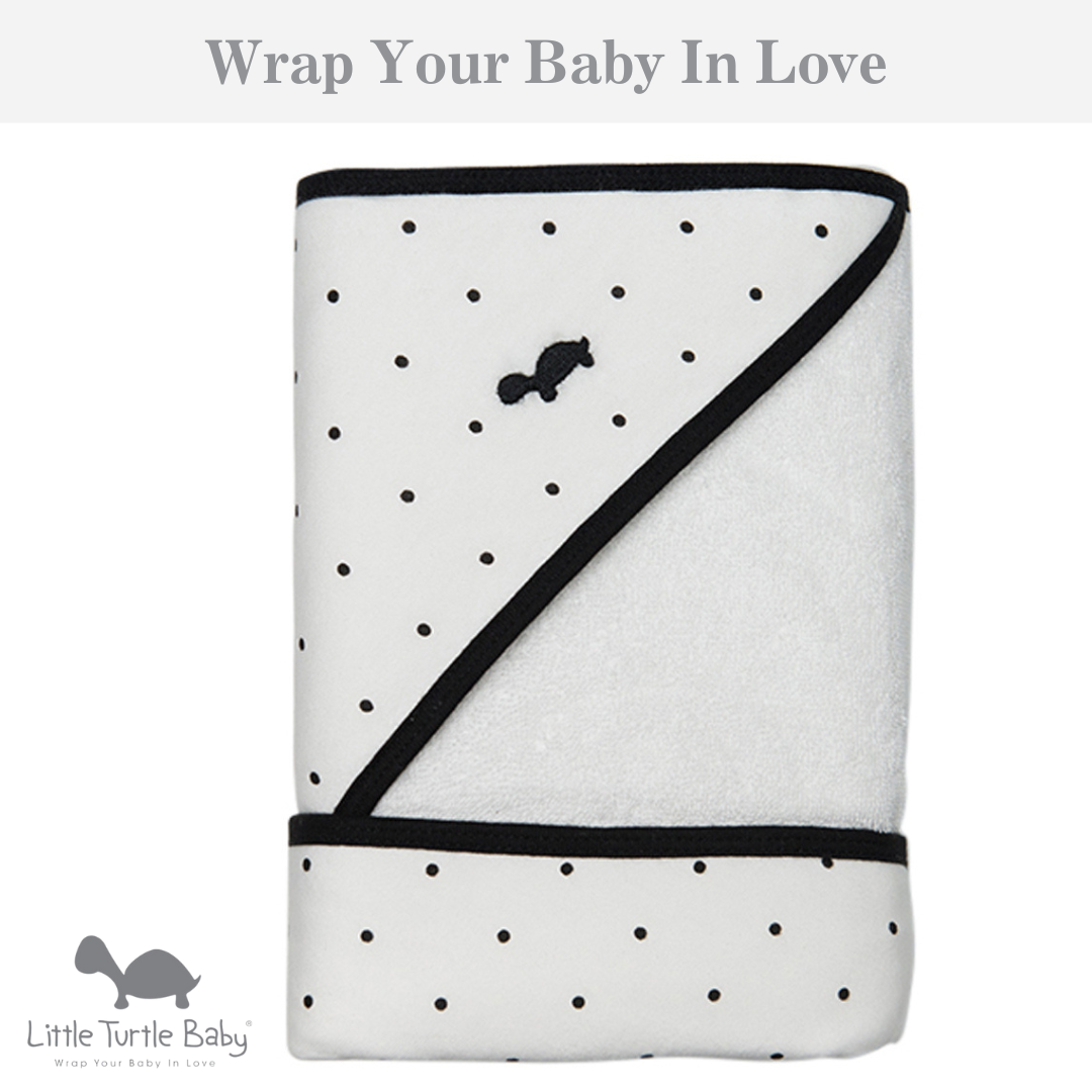 Hooded Towel - White with Black Dots