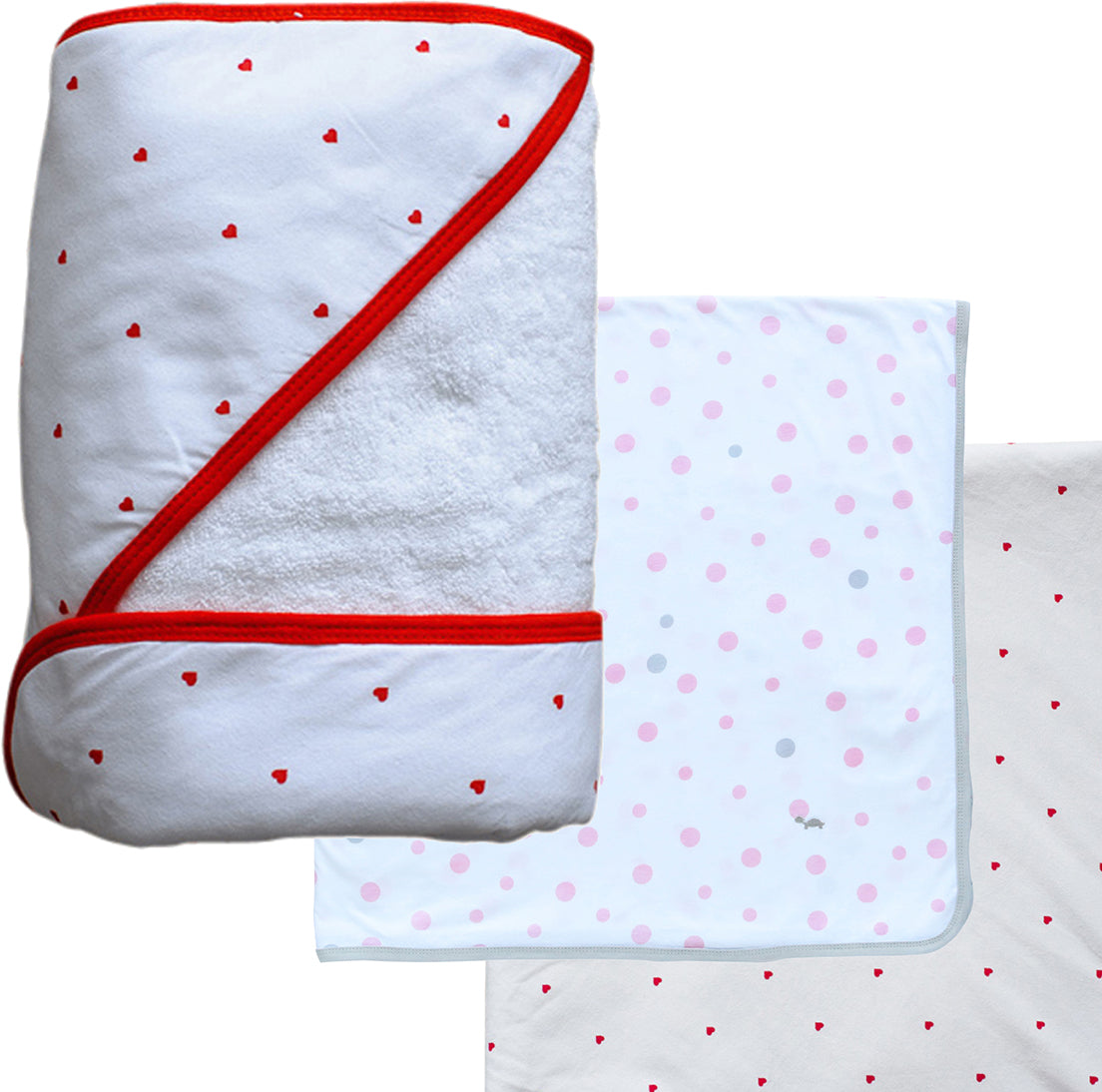 Hooded Towel HEARTS Little Turtle Baby