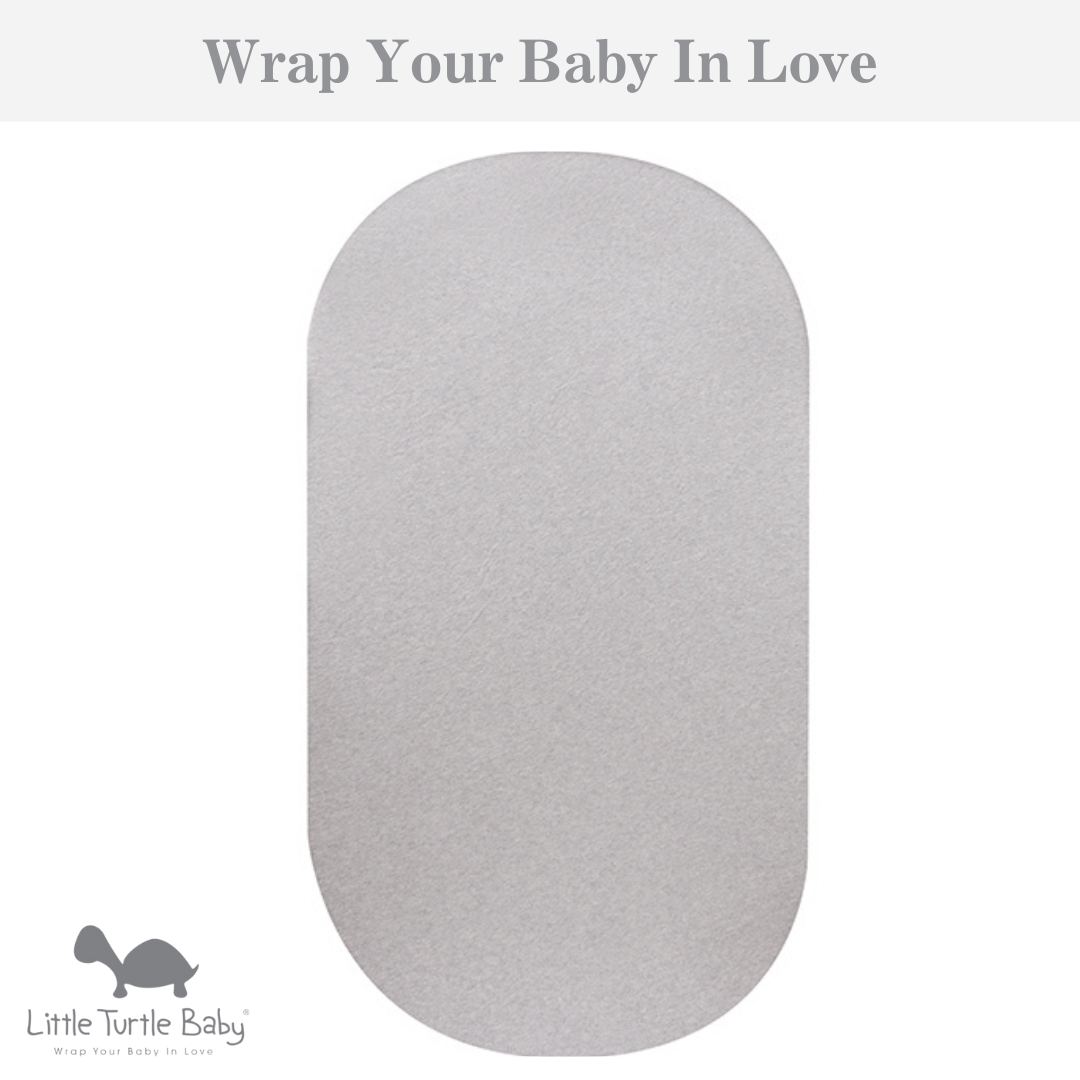 Oval Cot Fitted Sheet (Jersey Cotton): Soft Grey Marle