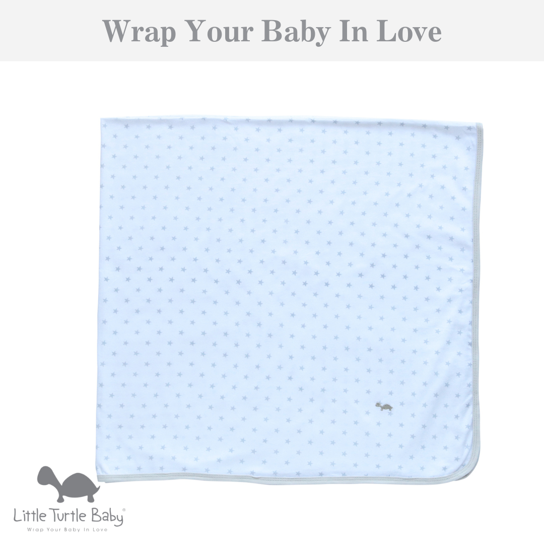 Baby Wrap - Stretch Cotton Jersey: Grey Stars