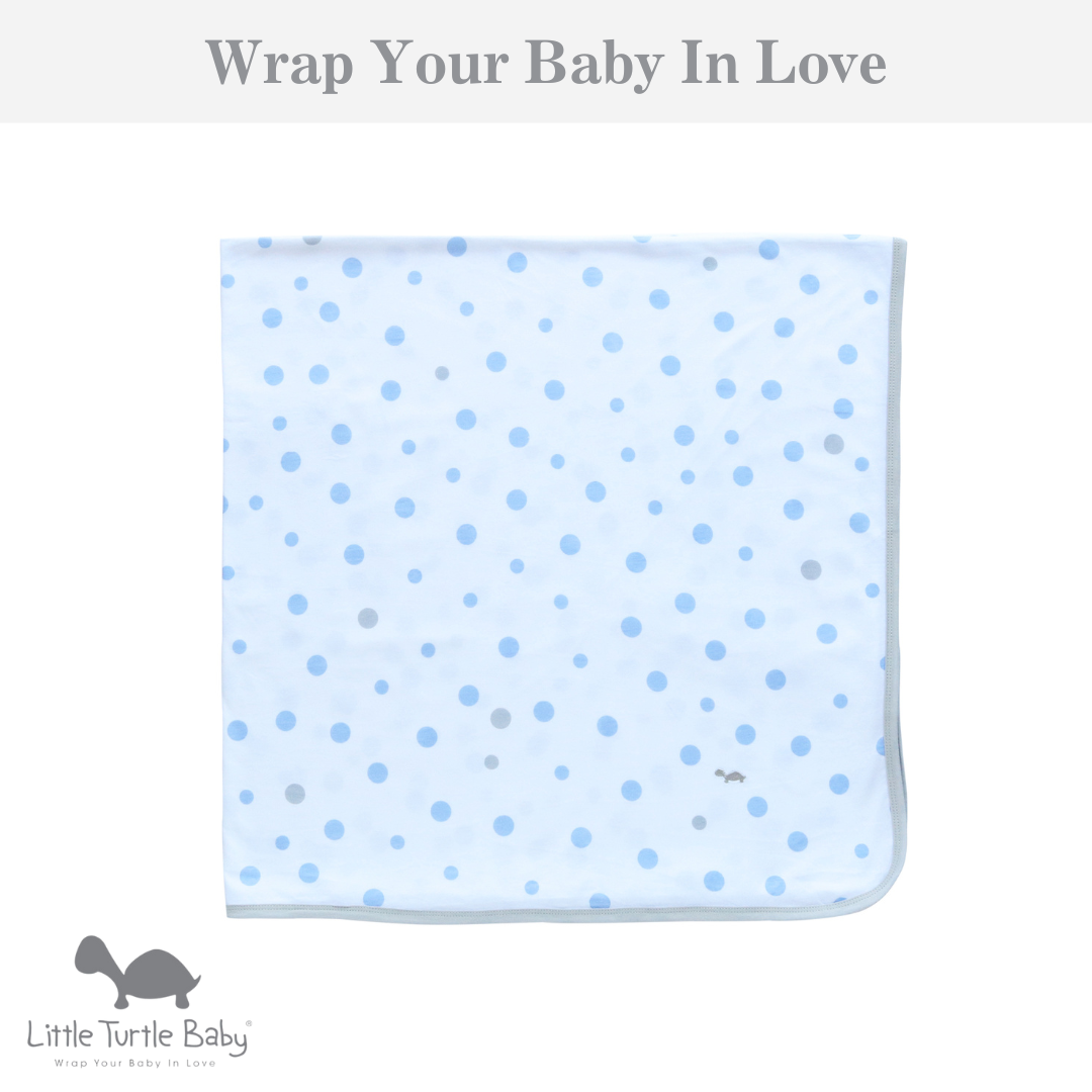Baby Wrap - Stretch Cotton Jersey: Pale Blue & Grey Spots