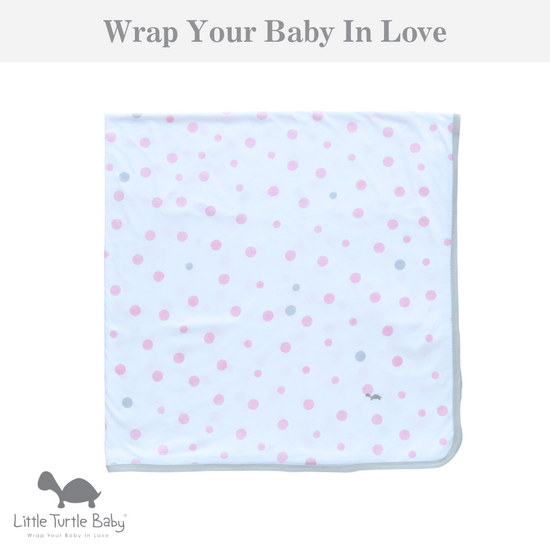 Baby Wrap - Stretch Cotton Jersey: Pale Pink & Grey Spots