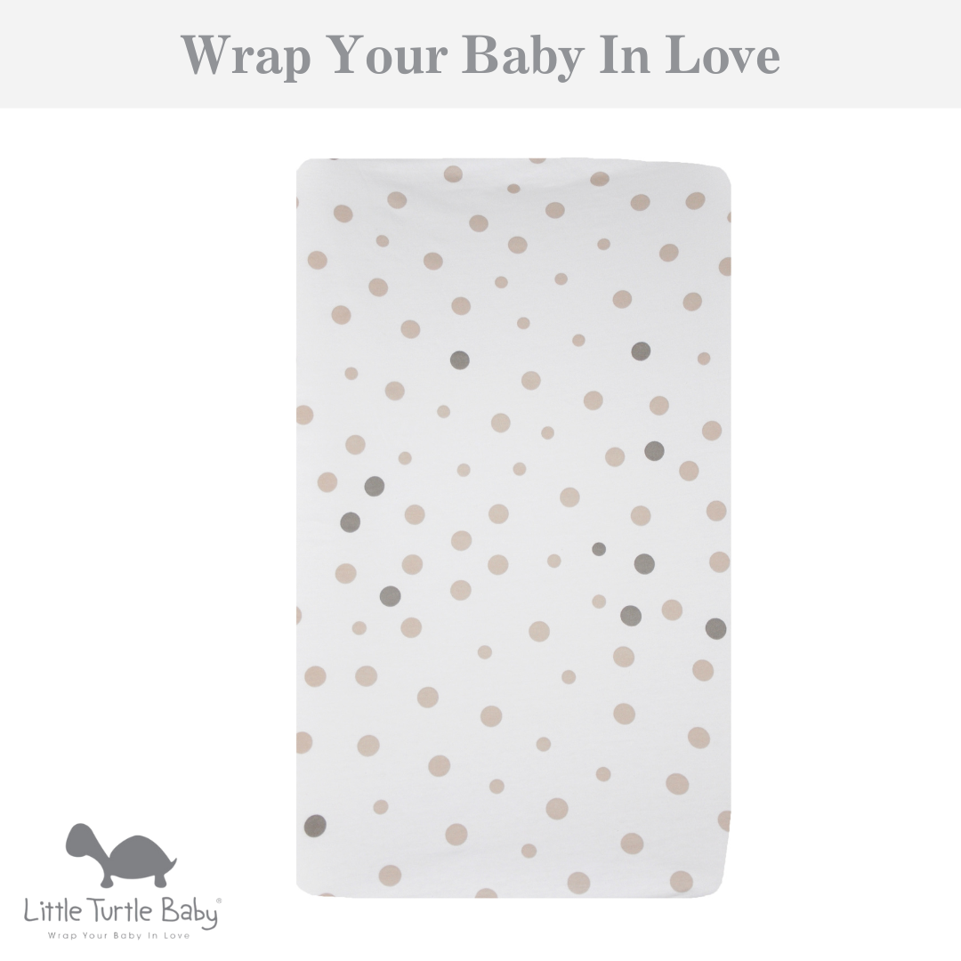 Bassinet Fitted Sheet (Small Size - 80x50x12cm - Jersey): Beige & Grey Spots