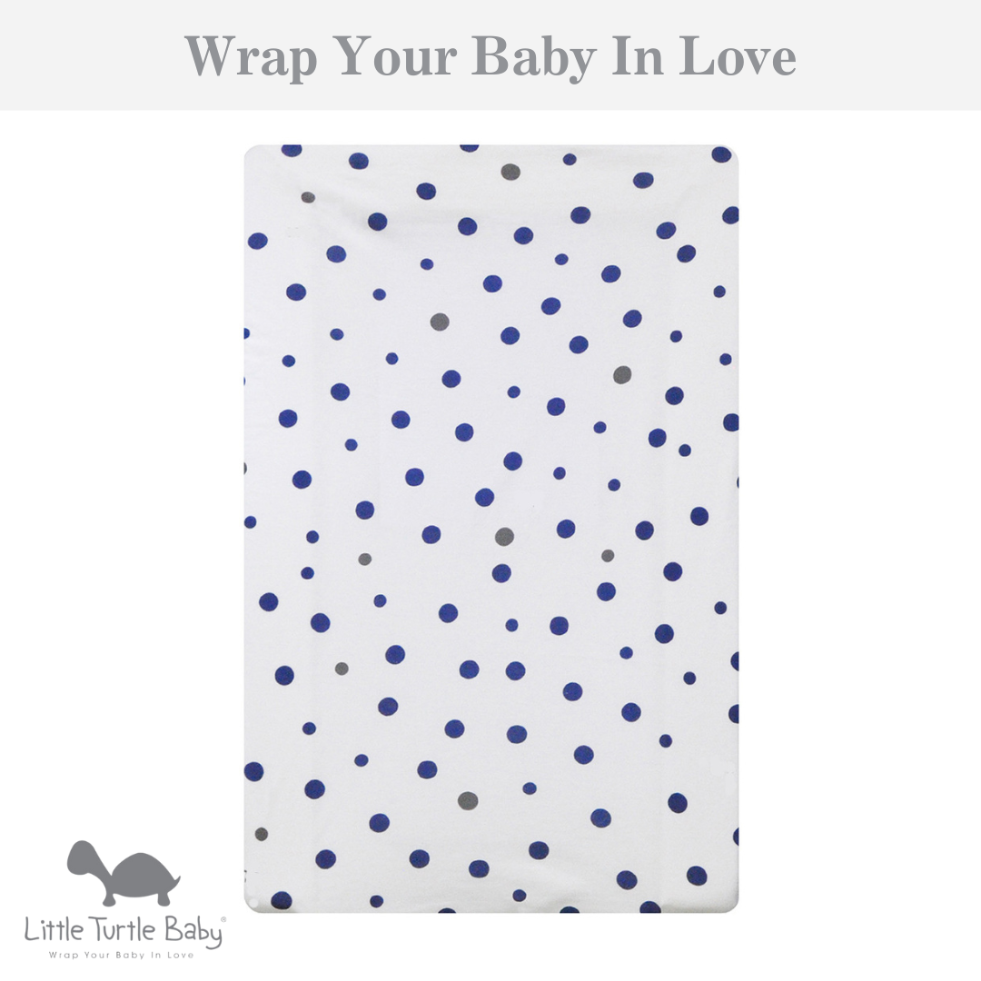 Bassinet Fitted Sheet (Small Size - 80x50x12cm - Jersey): Navy & Grey Spots