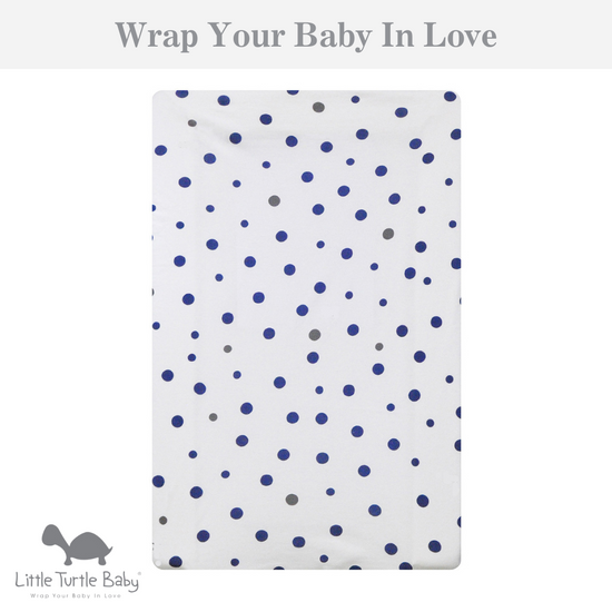 Bassinet Fitted Sheet (Small Size - 80x50x12cm - Jersey): Navy & Grey Spots