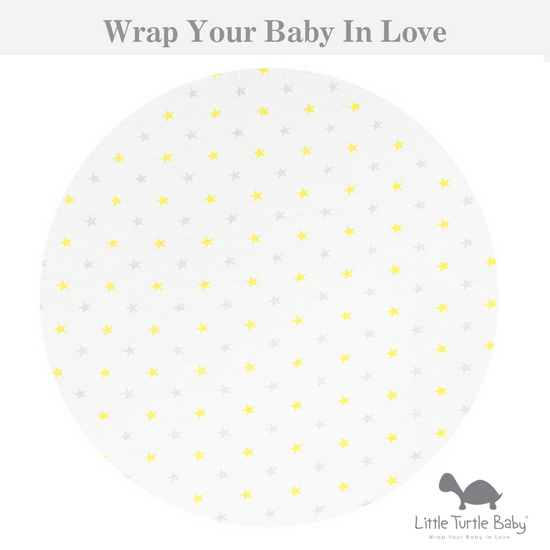 Circle Bassinet Fitted Sheet (Jersey): Yellow & Grey Stars