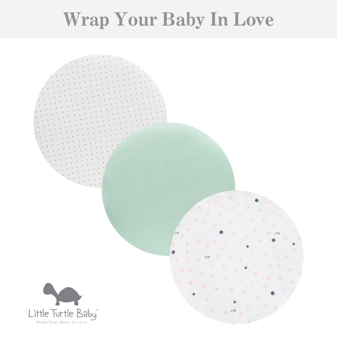 Circle Bassinet Fitted Sheets 3 Pack: Black Dots, Mint, Pink & Grey Spots