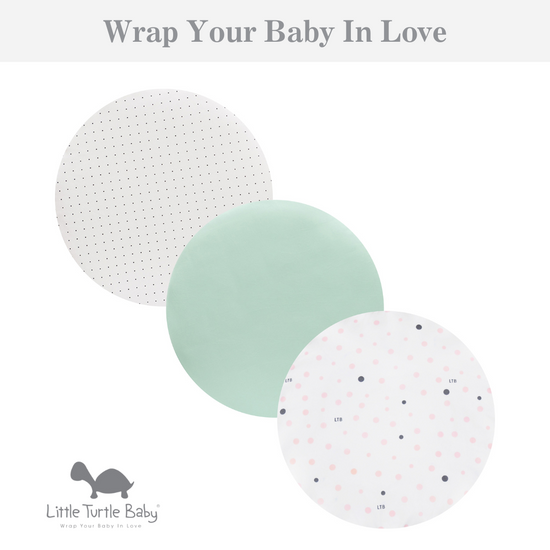 Circle Bassinet Fitted Sheets 3 Pack: Black Dots, Mint, Pink & Grey Spots