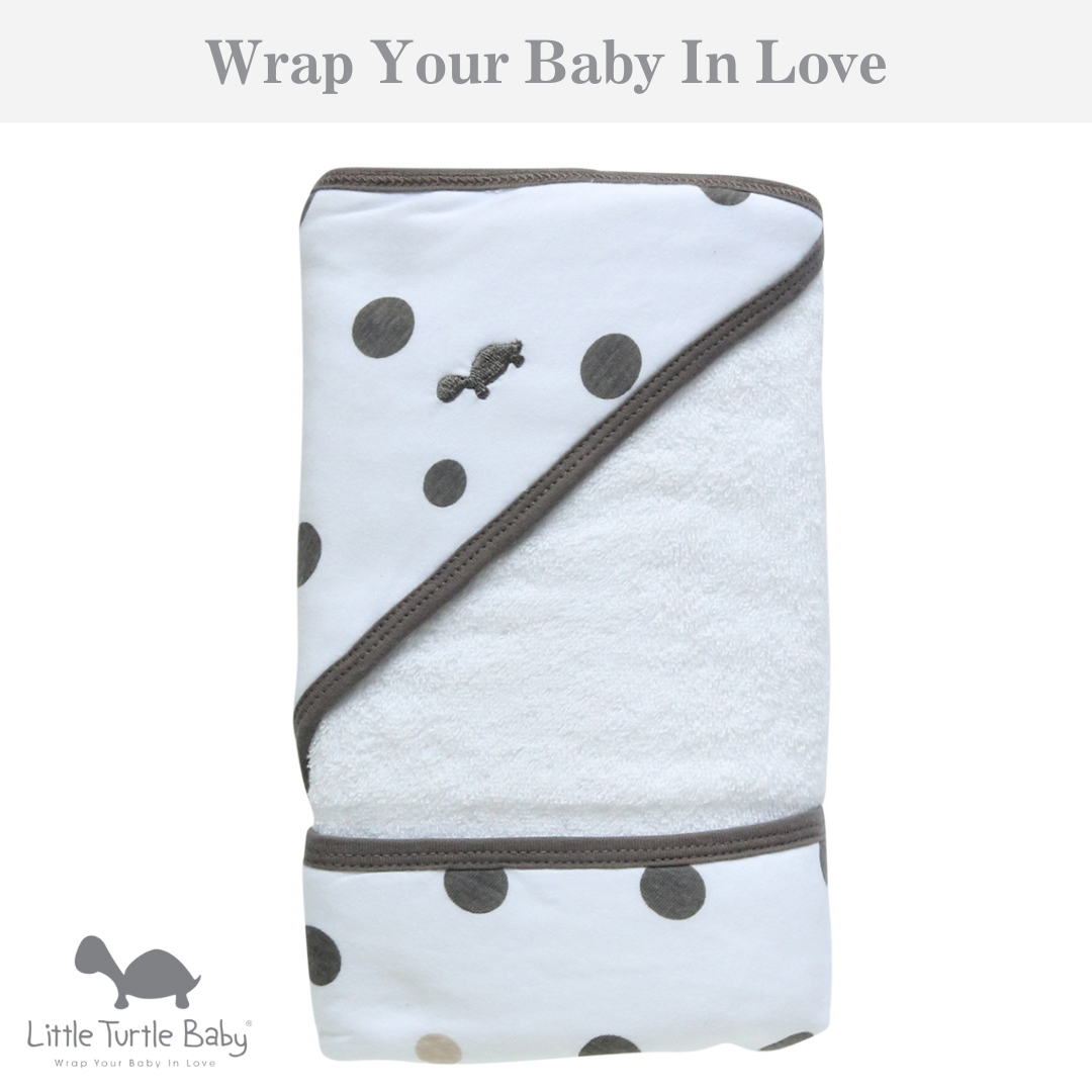 Hooded Towel - Grey & Beige Spots