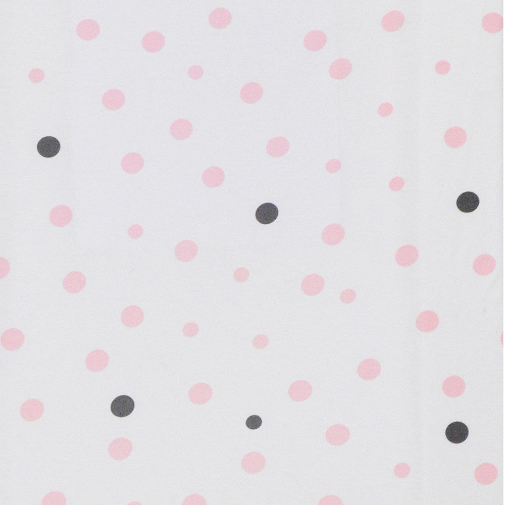 Rectangle Cot Fitted Sheet (Woven Cotton): Pale Pink & Grey Spots