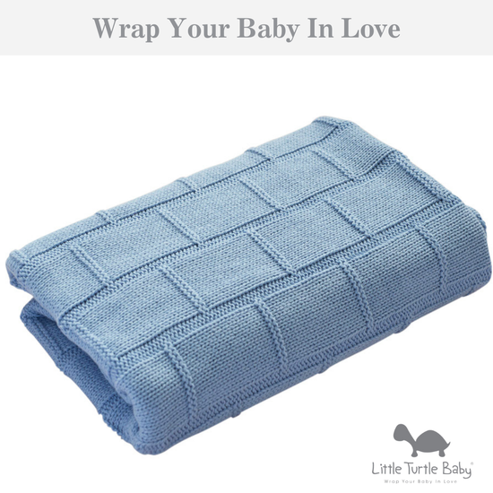 Organic Cotton Baby Blanket - Baby Blue