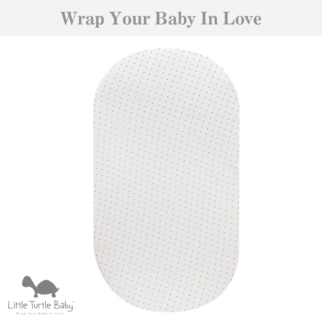 Oval Cot Fitted Sheet (Jersey Cotton): White with Black Dots